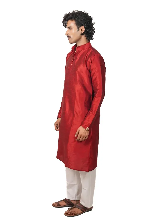 Men_Dupion_Silk_Kurta_Mandarin_Collar_Full_Sleeve_Regular_Fit_Ethnic_Wear_For_Festive_Wedding_Traditional_Occasions