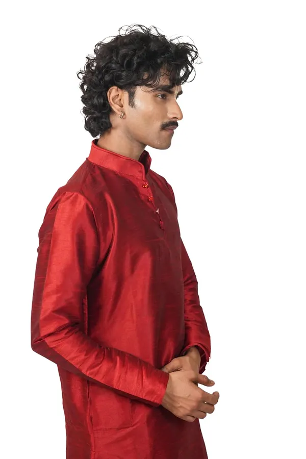 Men_Dupion_Silk_Kurta_Mandarin_Collar_Full_Sleeve_Regular_Fit_Ethnic_Wear_For_Festive_Wedding_Traditional_Occasions