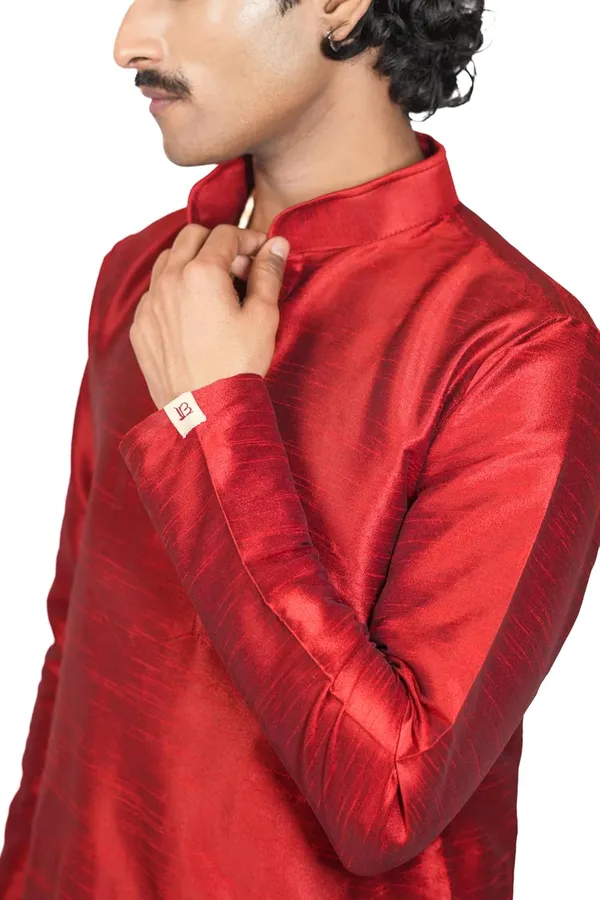 Men_Dupion_Silk_Kurta_Mandarin_Collar_Full_Sleeve_Regular_Fit_Ethnic_Wear_For_Festive_Wedding_Traditional_Occasions