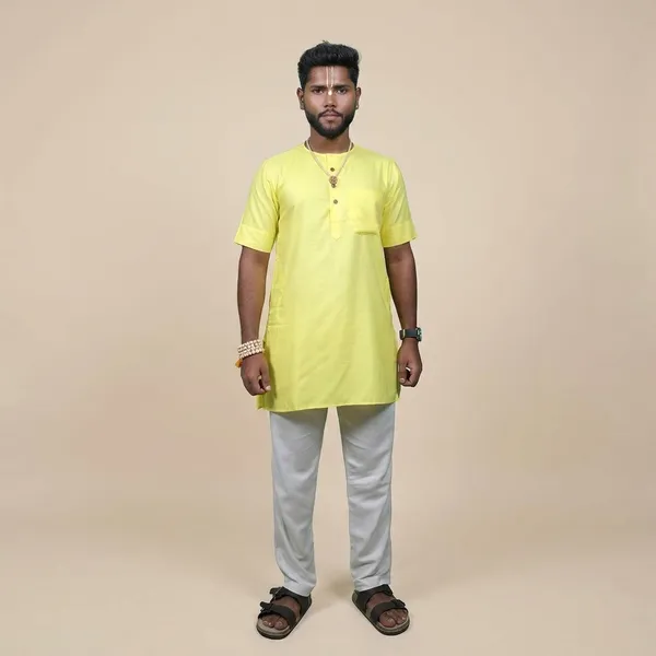 Men_Bhagalpuri_Devotee_Kurta_Lemon