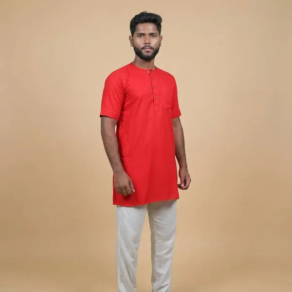 Men_Bhagalpuri_Devotee_Kurta_Bhagalpuri_Rayan_Blend_Red