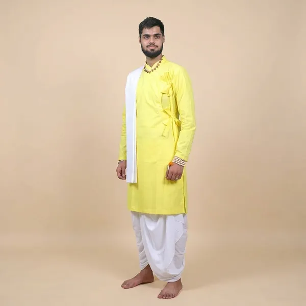 Classic_Pure_Cotton_Bagalbandhi_Men_Kurta_Lemon