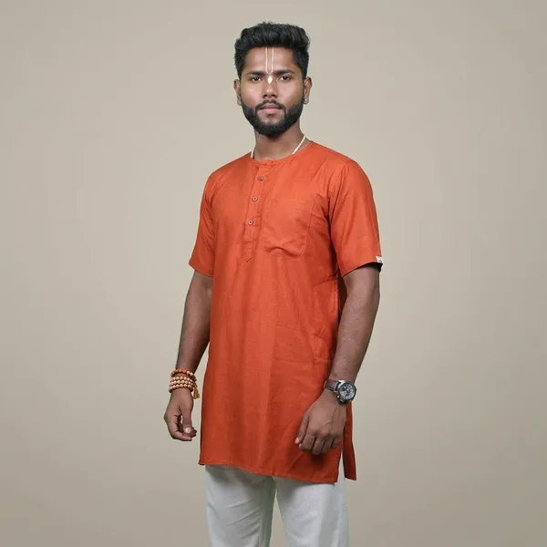Bhagalpuri_Devotee_Kurta_Copper_Ochre