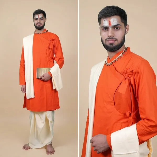 Classic_Cotton_Bagalbandhi_Men_Kurta_Orange