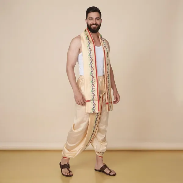Men_Readymade_Dhoti_For_Pooja_Stitched_Adjustable_Waist_Dhoti_Pant_Elastic_Ready_To_Wear_Art_Silk_Dhoti_Traditional_Wedding_Temple_Wear_For_Men