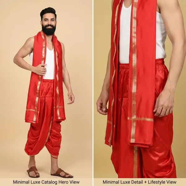 Mens_Art_Silk_Rudraskh_Border_Ready_To_Wear_Dhoti_With_Angavastram_Stitched_Dhoti_With_Elastic_Waist_Vrindavan_Dhoti_For_Puja_Festival_Wedding.