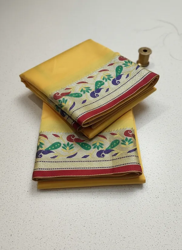 Men_Unstitched_Silk_Dhoti_Set_With_Angavastram_Traditional_South_Indian_Pattu_Pancha_For_Wedding_Temple_Festival_Wear