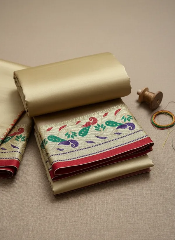 Men_Unstitched_Art_Silk_Peacock_Border_Dhoti_Set_With_Angavastram_Traditional_North_And_South_Indian_Pattu_Pancha_For_Wedding_Temple_Festival_Wear