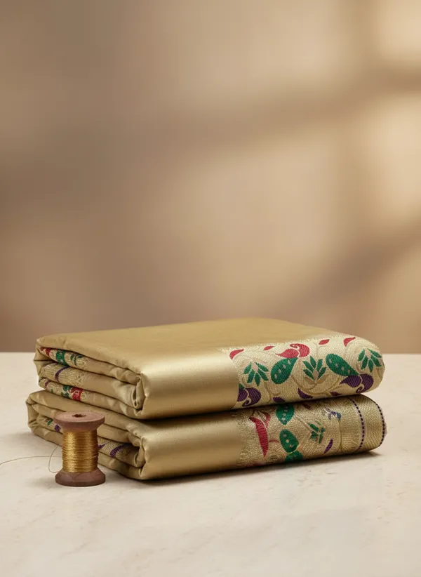 Men_Unstitched_Art_Silk_Peacock_Border_Dhoti_Set_With_Angavastram_Traditional_North_And_South_Indian_Pattu_Pancha_For_Wedding_Temple_Festival_Wear