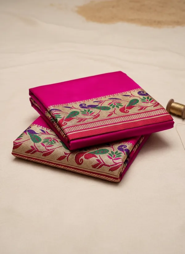 Men_Unstitched_Silk_Dhoti_Set_With_Angavastram_Traditional_South_Indian_Pattu_Pancha_For_Wedding_Temple_Festival_Wear