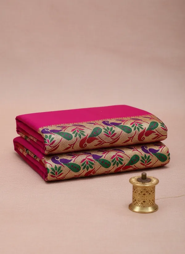 Men_Unstitched_Silk_Dhoti_Set_With_Angavastram_Traditional_South_Indian_Pattu_Pancha_For_Wedding_Temple_Festival_Wear