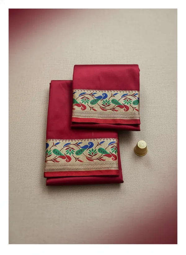 Men_Art_Silk_Unstitched_Dhoti_With_Angavastram_4.25_Meter_And_2.25_Meter_Traditional_South_Indian_White_Silk_Dhoti_Set_For_Wedding_Pooja_Temple_Wear