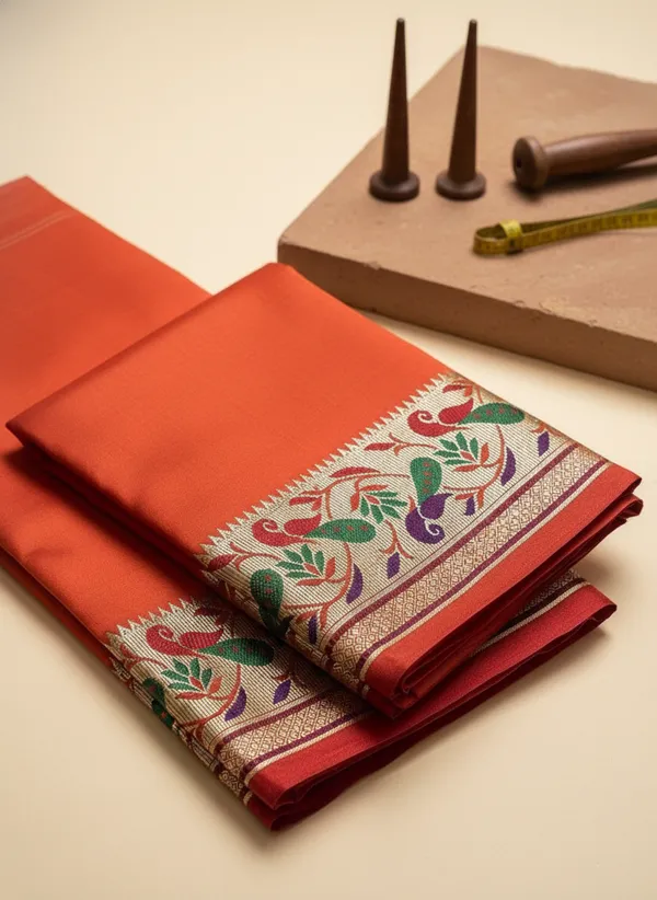 Men_Unstitched_Silk_Dhoti_Set_With_Angavastram_Traditional_South_Indian_Pattu_Pancha_For_Wedding_Temple_Festival_Wear