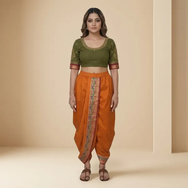 Women_Dhoti_Pant_Art_Silk_Ladies_Ethnic_Dhoti_Pants_With_Paithani_Ready_To_Wear_Dhoti_Salwar_For_Women_Adjustable_Waist_Traditional_Festival_Temple_Wear_Dhoti