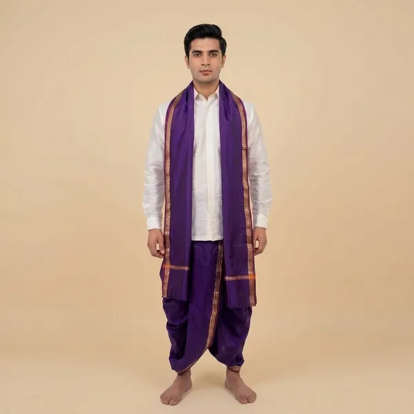 Readymade_Dhoti_For_Men_Silk_Veshti_Ready_To_Wear_|_South_Indian_Traditional_Dhoti_Set_|_Mens_Ethnic_Wedding_Puja_Festival_Wear_With_Angavastram