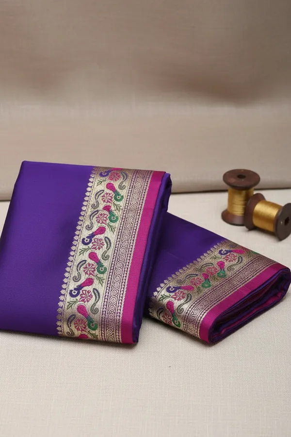 Men_Readymade_Dhoti_With_Angavastram_Set_Peacock_Border_Art_Silk_Fabric_Ready_To_Wear_Dhoti_With_Agvastram_Indian_Vrindavan_Style_Dhoti_Set_For_Men_Ethnic_Wear_For_Wedding_Pooja