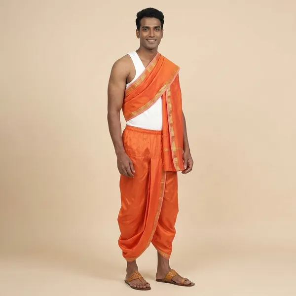 Men_Readymade_Dhoti_With_Angavastram_Set_Art_Silk_Ready_To_Wear_Dhoti_With_Elastic_South_Indian_And_North_Indian_Dhoti_Set_For_Men_Ethnic_Wear_For_Wedding,_Pooja,_Festival