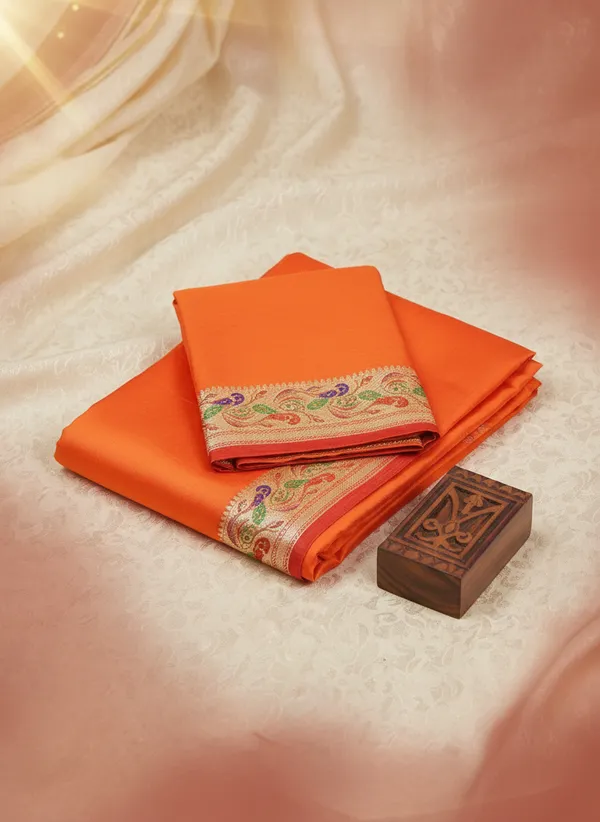 Men_Readymade_Dhoti_With_Angavastram_Set_Peacock_Border_Art_Silk_Fabric_Ready_To_Wear_Dhoti_With_Agvastram_Indian_Vrindavan_Style_Dhoti_Set_For_Men_Ethnic_Wear_For_Wedding_Pooja
