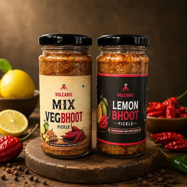 Pack_Of_2_Volcanic_Mix_Veg_Bhoot_Pickle_Hot_And_Spicy_Mixed_Vegetable_Pickle_And_Volcanic_Lemon_Bhoot_Pickle_Made_with_Bhoot_Jolokia_Chilli_