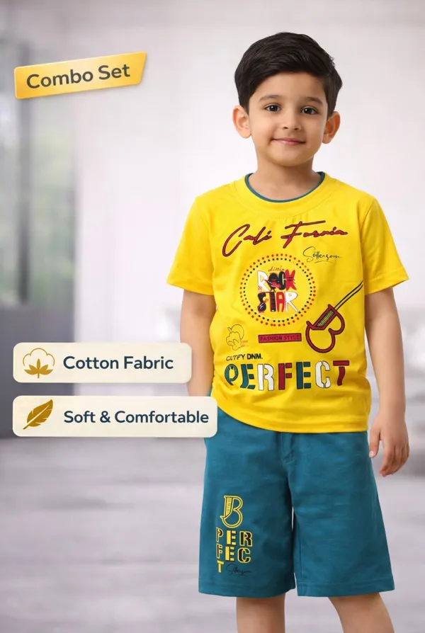 Urban_Fit_Kids_Cotton_T_Shirt_Shorts_Combo_Set_Soft_Comfortable_Summer_Wear_Yellow