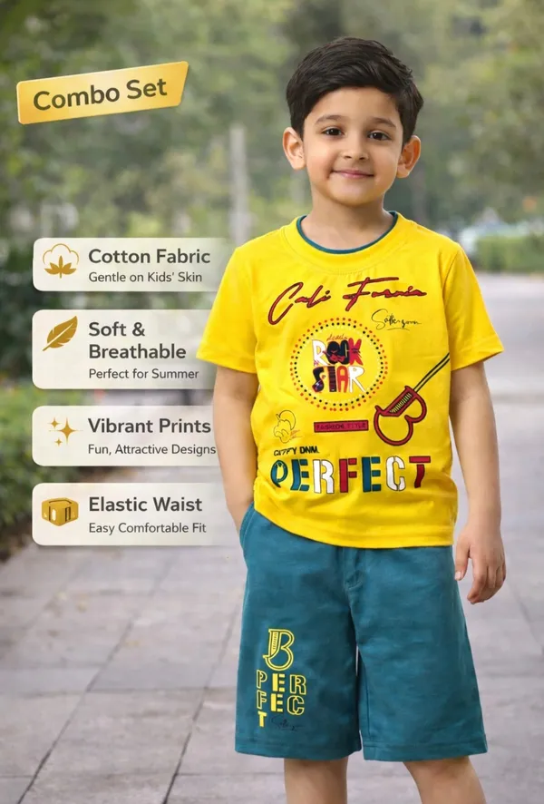 Urban_Fit_Kids_Cotton_T_Shirt_Shorts_Combo_Set_Soft_Comfortable_Summer_Wear_Yellow