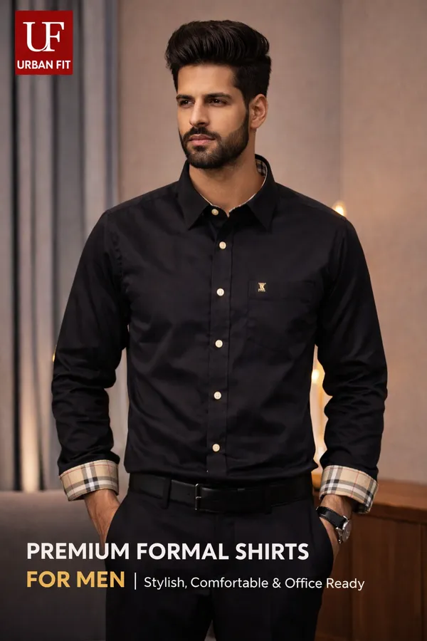 Urban_Fit_Premium_Formal_Shirt_For_Men_Cotton_Blend_Stylish_Office_Party_Wear_Black