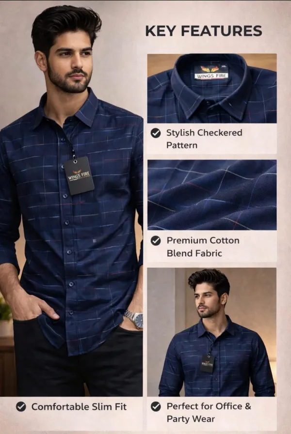 Premium_Cotton_Check_Shirt_For_Mentylish_Slim_Fit_Casual_Formal_Wear_Blue