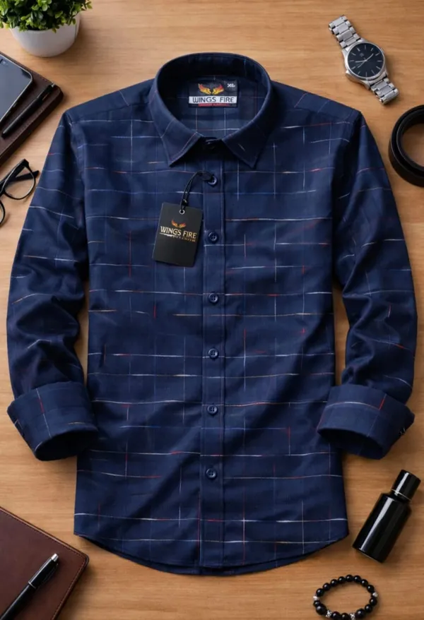 Premium_Cotton_Check_Shirt_For_Mentylish_Slim_Fit_Casual_Formal_Wear_Blue