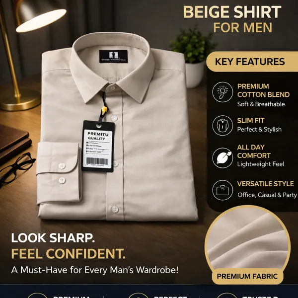 Men_Premium_Cotton_Shirt_Slim_Fit_Formal_Shirt_Office_Casual_Wear_Beige