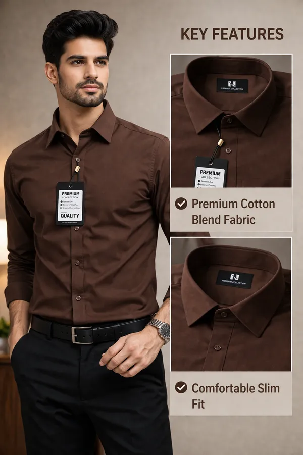 Men_Premium_Cotton_Shirt_Slim_Fit_Formal_Shirt_Office_Casual_Wear_Brown