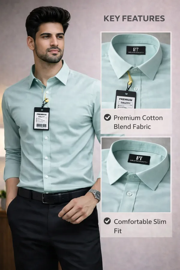 Men_Premium_Cotton_Shirt_Slim_Fit_Formal_Shirt_Office_Casual_Wear_Mint_Green