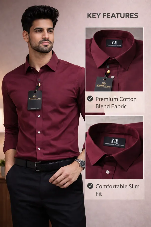 Men_Premium_Cotton_Shirt_Slim_Fit_Formal_Shirt_Office_Casual_Wear_Burgundy