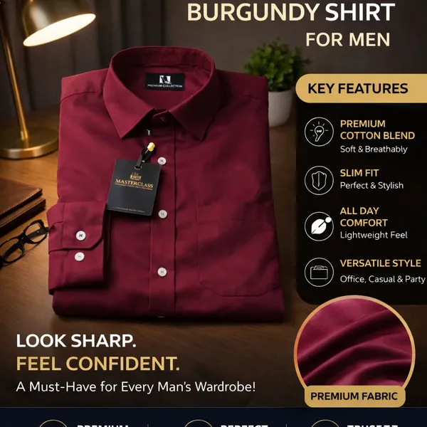 Men_Premium_Cotton_Shirt_Slim_Fit_Formal_Shirt_Office_Casual_Wear_Burgundy