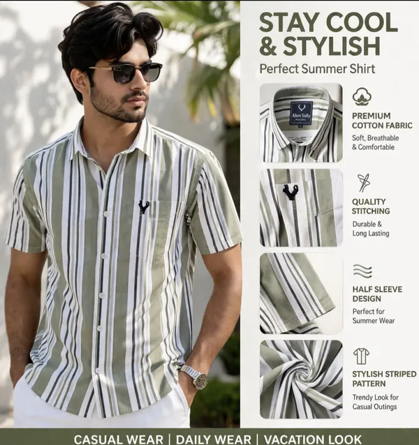 Men_Half_Sleeve_Striped_Shirt_Premium_Cotton_Summer_Shirt_Casual_Wear_Sea_Green_Stipe