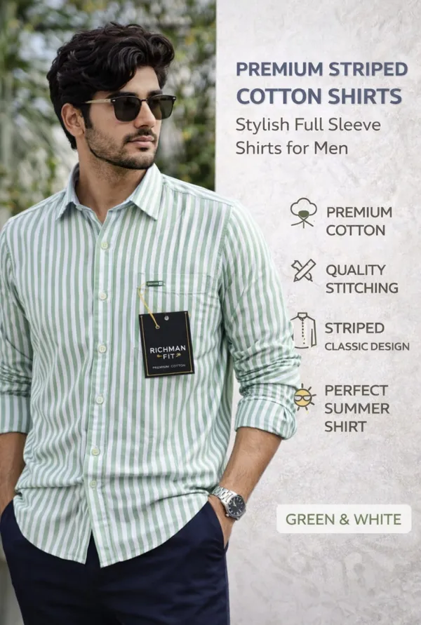 Premium_Striped_Cotton_Shirt_For_Men_Full_Sleeve_Casual_Shirt_Green_White_Stylish_Shirt_Green_White