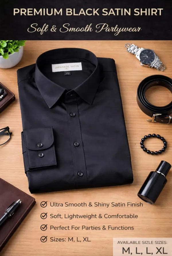 Premium_Japanese_Satin_Partywear_Shirt_For_Men_Ultra_Smooth_Shiny_Finish_Stylish_Solid_Shirt_Black
