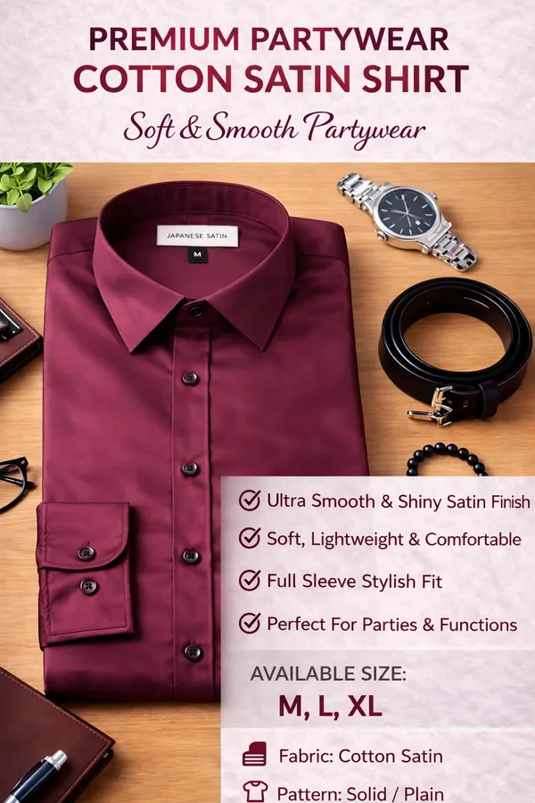 Premium_Japanese_Satin_Partywear_Shirt_For_Men_Ultra_Smooth_Shiny_Finish_Stylish_Solid_Shirt_Burgundy