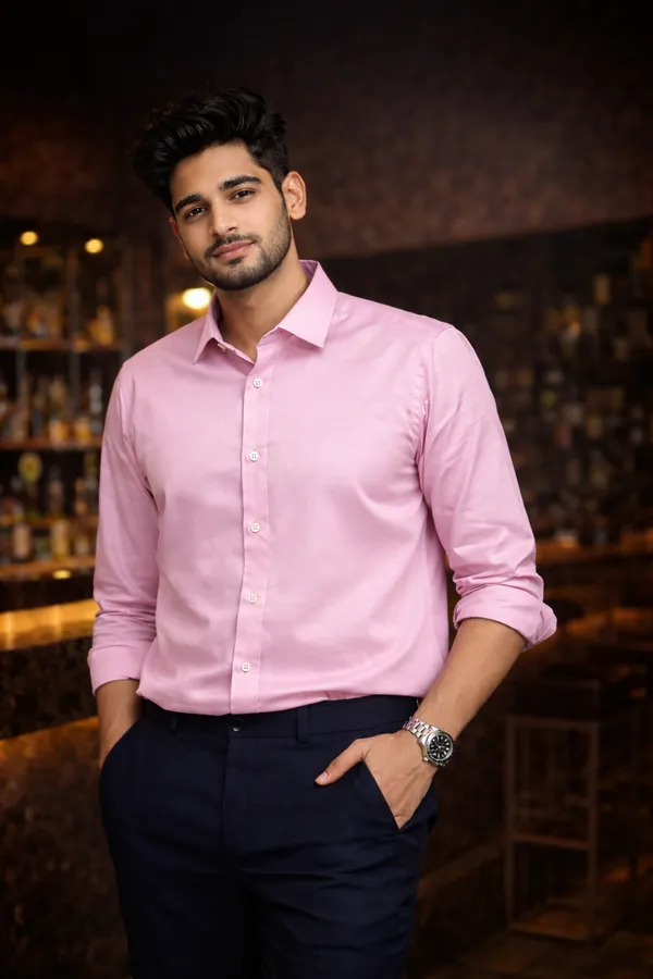 Men_Premium_Cotton_Loose_Fit_Shirt_Solid_Blue_Casual_Shirt_For_Men_Comfortable_Daily_Wear_Shirt_Pink