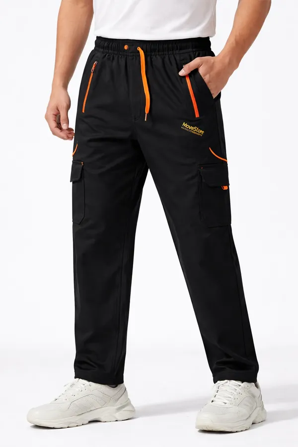 Men_Navy_Blue_Cargo_Track_Pants_4_Way_Lycra_Stretch_Gym_Casual_Wear_Multiple_Pocket_Lower_Black