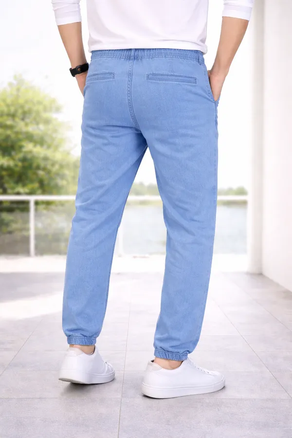 Men_Elastic_Waist_Denim_Cargo_Jeans_Stretchable_Casual_Pants_Regular_Fit_Jeans_For_Menky_Blue