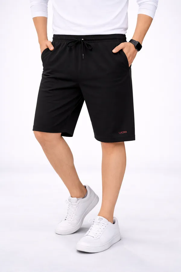 Men_4_Way_Lycra_Shorts_Stretchable_Gym_Casual_Shorts_Lightweight_Summer_Wear_Black