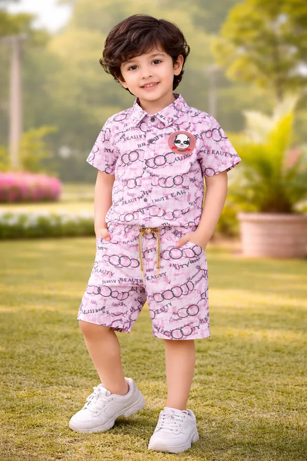 Kids_Stylish_Printed_Shirt_Shorts_Co_Ord_Set_Premium_Cotton_Casual_Wear_For_Boys_Summer_Outfit_2_6_Years_Pink_White