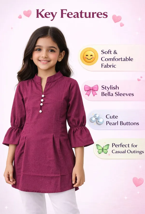 Kids_Girls_Stylish_Kurti_Top_Xl_Size_Only_Cotton_Blend_Casual_Wear_Top_For_Girls_Maroon