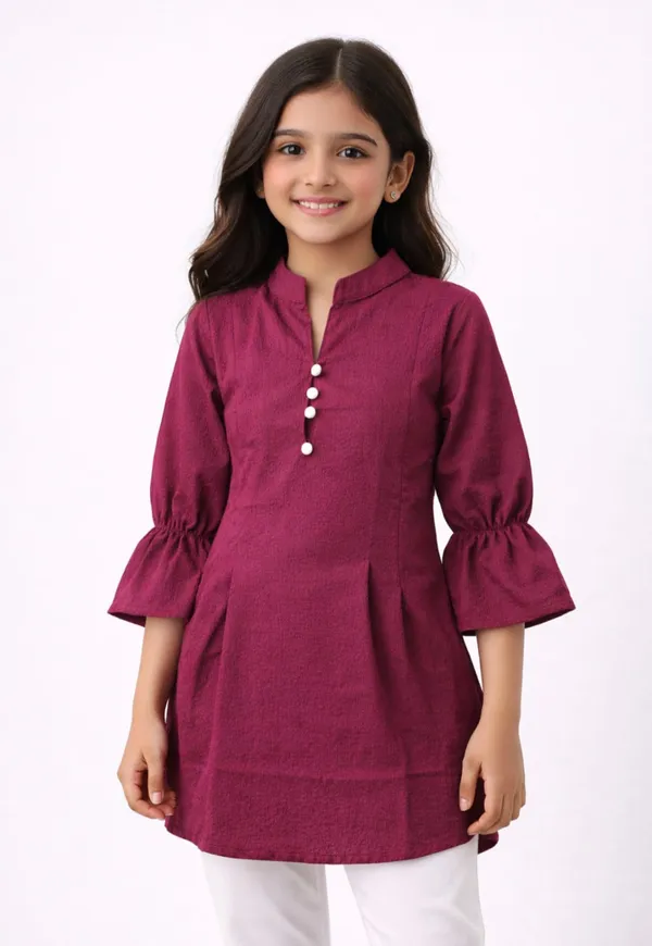 Kids_Girls_Stylish_Kurti_Top_Xl_Size_Only_Cotton_Blend_Casual_Wear_Top_For_Girls_Maroon
