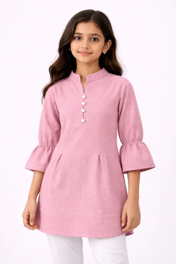 Kids_Girls_Stylish_Kurti_Top_Xl_Size_Only_Cotton_Blend_Casual_Wear_Top_For_Girls_Light_Pink