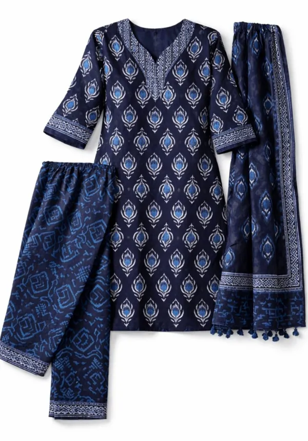Women_Printed_Cotton_Kurta_Set_Stylish_Ethnic_Wear_Kurti_For_Daily_Casual_Use_Comfortable_Regular_Fit_Blue