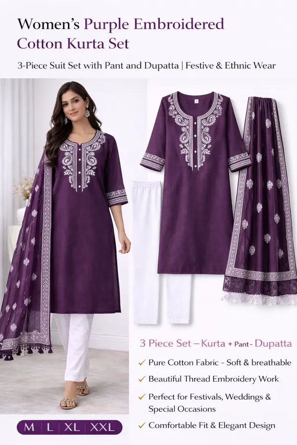 Women_Embroidered_Kurta_Set_Stylish_Cotton_Kurti_For_Women_Casual_Festive_Wear_Kurta_Multiple_Colours_Purple