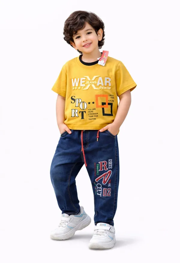 Kids_Printed_Cotton_T_Shirt_Stylish_Boys_Casual_Wear_Trendy_T_Shirt_6_Colours_Available_Yellow