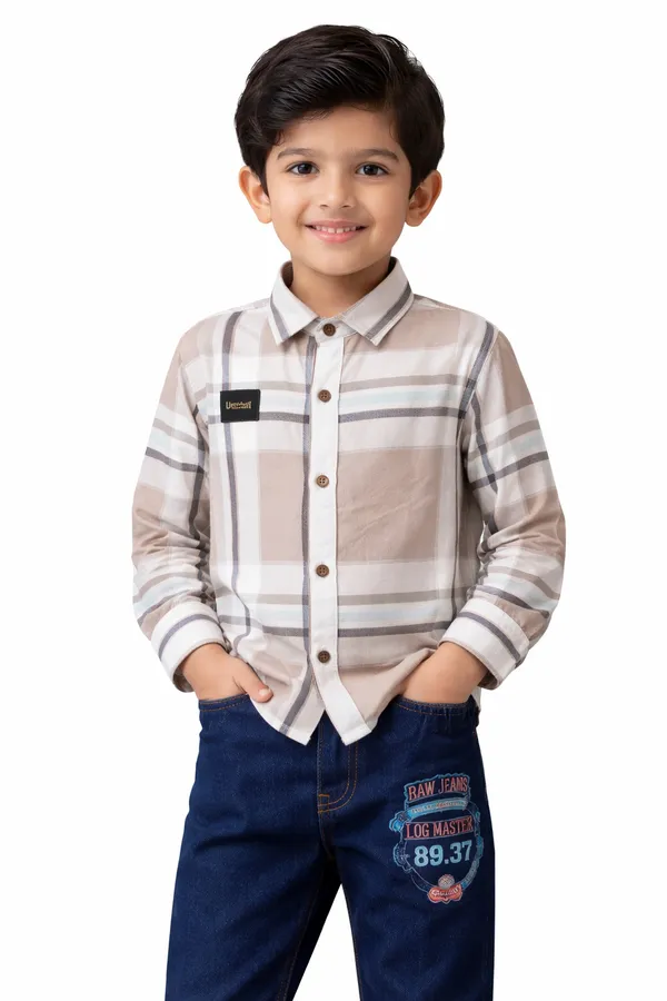 Kids_Stylish_Striped_Shirt_Denim_Pant_Set_Boys_Combo_Outfit_Size_20_40_Brown