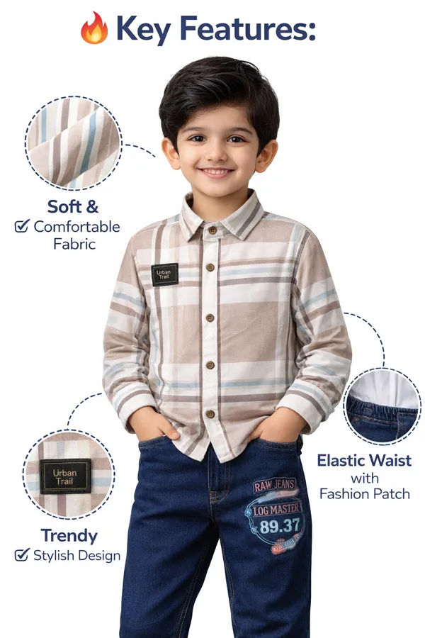 Kids_Stylish_Striped_Shirt_Denim_Pant_Set_Boys_Combo_Outfit_Size_20_40_Brown